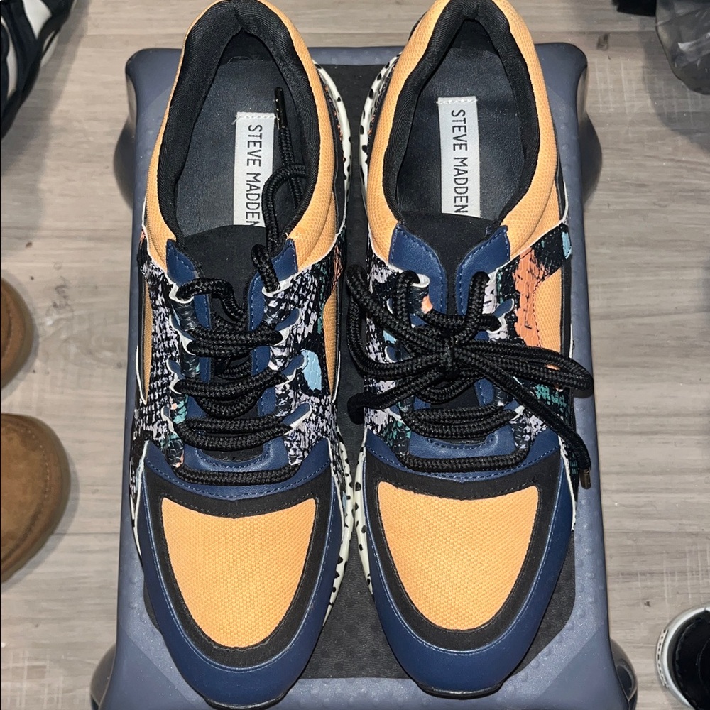 Steve Madden Multicolor Chunky Platform Sneakers - Orange, Blue, Black